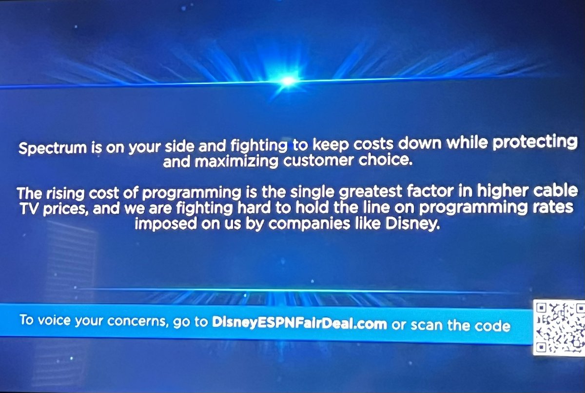 AdamCONeil's tweet image. Hey @GetSpectrum @Ask_Spectrum am I getting discounted since I’m not getting channels I pay for? Live sports is the only reason I still have cable. You say it’s Disney’s fault, but it sure isn’t my fault. If you’re on my side as you say, looks like my bill should be going down.