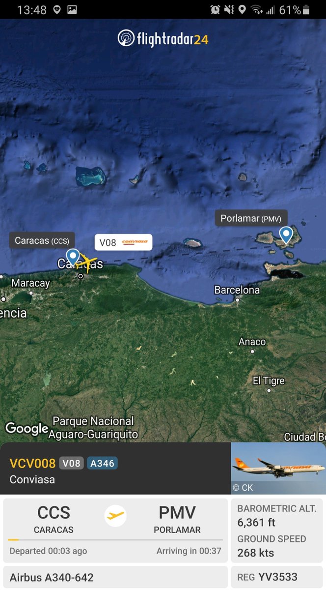 Borrowed7Time's tweet photo. #Conviasa #aeroterror on the move out of #Caracas, pair of A340-642s:
#YV3533 #0D8462 as #VCV008 to #Porlamar.
#YV3535 #0D8469 as #VCV730, destination as yet unknown.
@FlconEYES @joetalavera1 https://t.co/eBi1raqecF