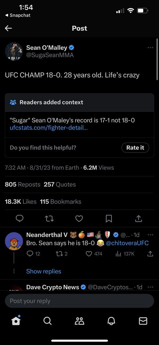 martinoni141's tweet photo. @SugaSeanMMA the fact checker doing him dirty https://t.co/sXqwvXZge6