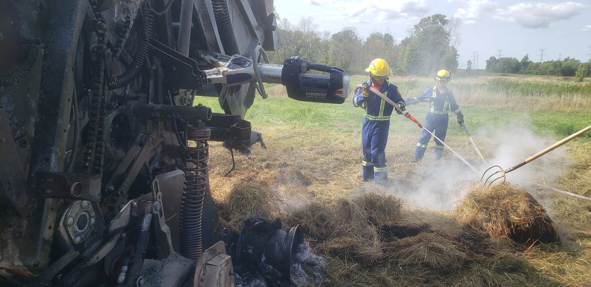 GNFD crews responded to a bailer fire in a field of dried hay. Crews had several small hay fires and a round bail to contend with upon arrival. Bailer was a total loss. Jaws used to gain access to bail inside. <a href="/NapaneeFire/">Greater Napanee Fire Services</a>  <a href="/NapaneeBeaver/">The Napanee Beaver</a>  <a href="/Greater_Napanee/">Greater Napanee</a>  <a href="/CdnFireChiefs/">CAFC/ACCP</a>