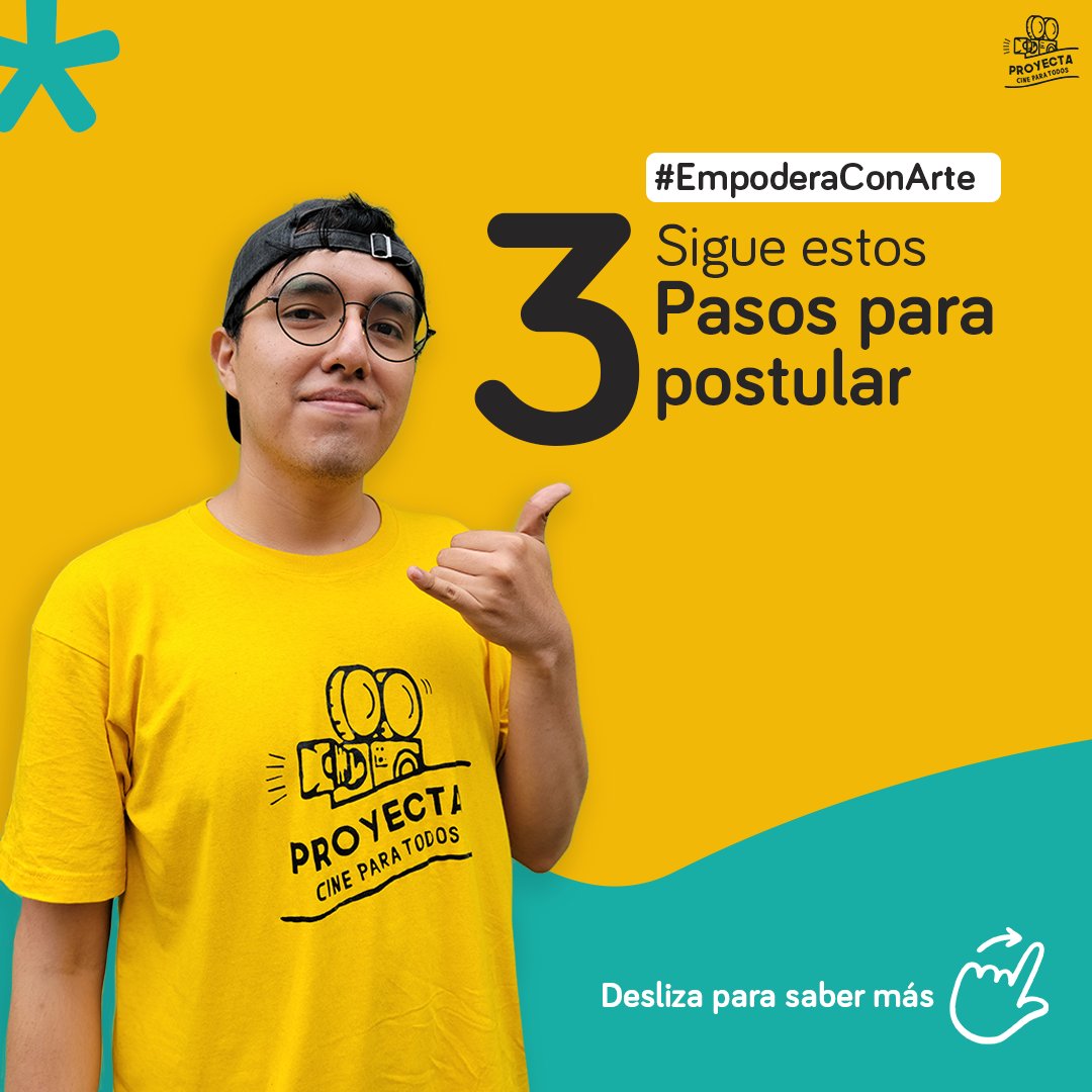 cine_proyecta's tweet photo. 🗣️ Súmate en 3 simples pasos a la convocatoria #EmpoderaConArte

1. Ingresa al siguiente enlace: https://t.co/HkpruXEFp5

2. Completa el formulario.

3. Conoce el proceso de tu postulación mediante tu correo de inscripción.

 #voluntariado #cinecomunitario #reclutamiento https://t.co/shd9WBAuzo