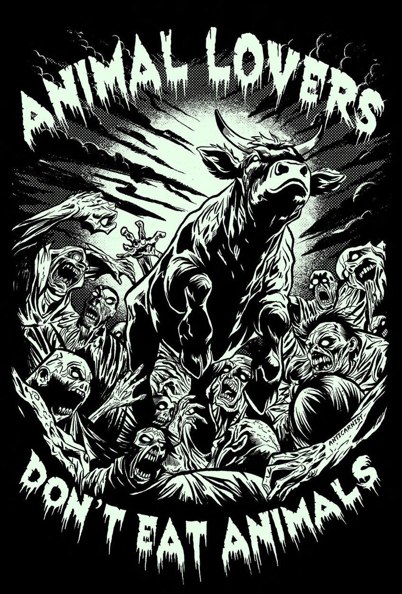 Anticarnist's tweet image. Protect animals from the zombie hoarde with this new tshirt from Anticarnist.com (and it GLOWS IN THE DARK)

#vegan #halloween #veganhalloween