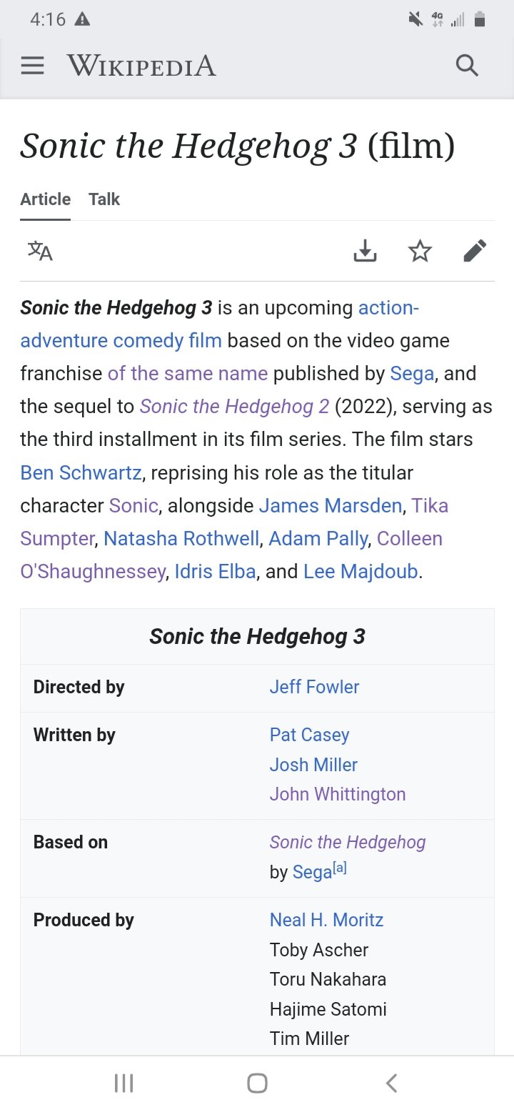 K.V.C.P. on X: Hey, look, #SonicMovie3 finally has a #Wikipedia