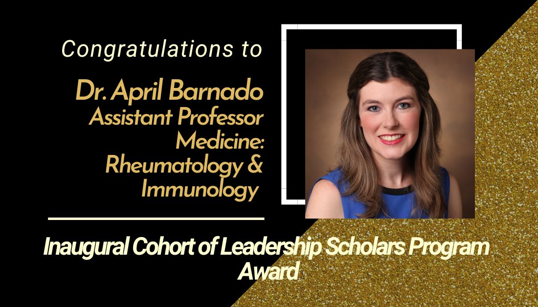 Congratulations to Dr. April Barnado, Asst Prof of @VUMC_Medicine @VUMCRheum & former #BIRCWH Faculty Scholar, on receiving the Inaugural Cohort of Leadership Scholars Program Award by @NIH_NIAMS in partnership w/ @NIH_ORWH & @NIHDataScience #EFSKudos