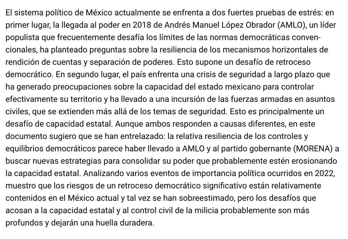 carlosbravoreg's tweet photo. Este es el artículo de @jfibarra, publicado en @rcp_journal, sobre el que converso con @DeniseMaerker en @AtandoCabos: los procesos de regresión democrática y erosión estatal en 🇲🇽 están vinculados, pero hemos prestado mucha atención al 1o y poca al 2o.

https://t.co/1FizhIvTmc https://t.co/adJrAzvOgz