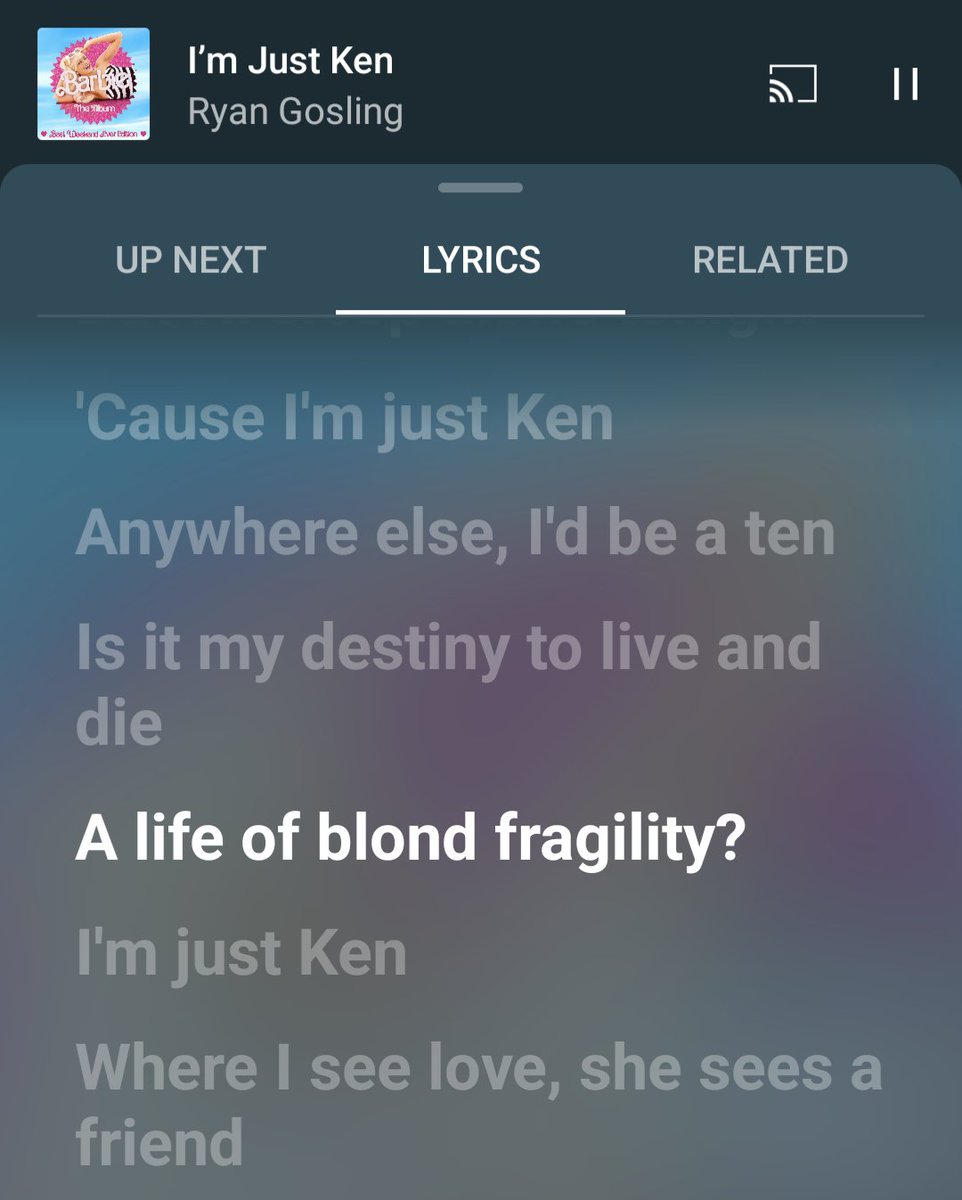 BeMusedArt's tweet photo. @youtubemusic Thank-you for the karaoke style lyrics. Pairs very well with the #BarbieMovie soundtrack https://t.co/Txo8noEUTx