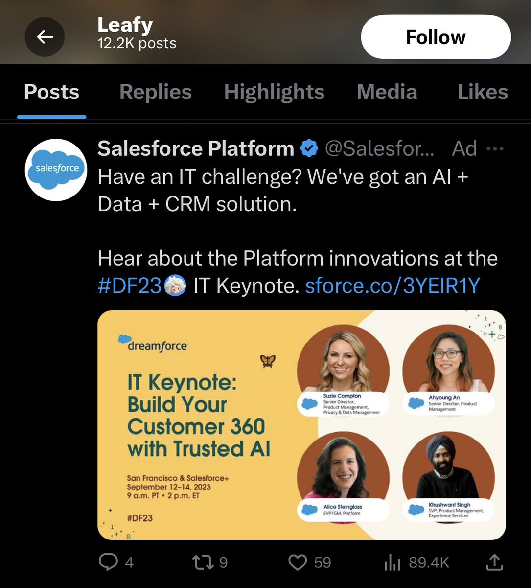 @RpsAgainstTrump @AntiToxicPeople @Support I wonder if @salesforce @MarketingCloud @Dreamforce ok with Twitter taking their ad money to display Salesforce ads on this racists TL? 💀