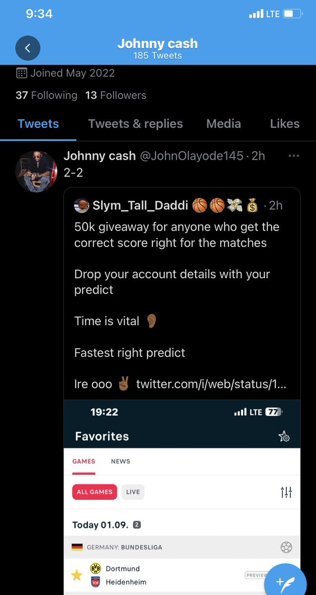 JohnOlayode145's tweet photo. @SlymTallDude I predicted 2-2 for Dortmund boss https://t.co/ETaJlNmAZ0