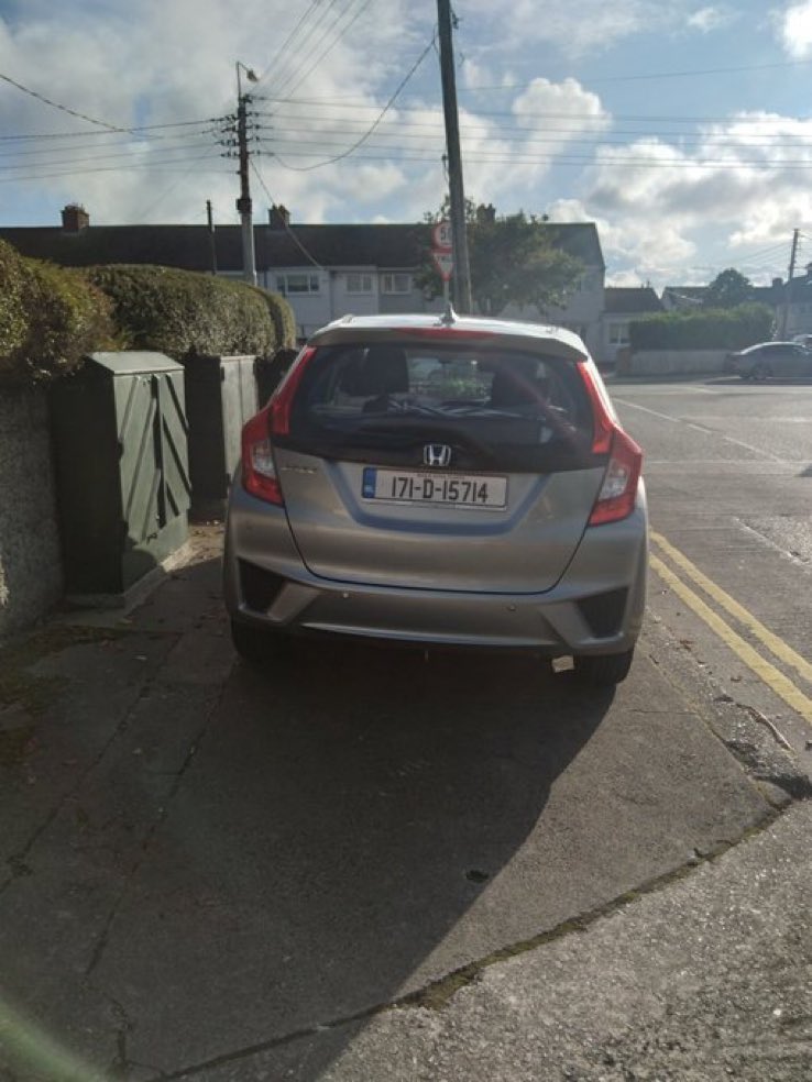 Sent in from a follower. At entrance to Ardbeg in #Cartane. Many senior citizens and people with reduced mobility living locally. <a href="/GardaTraffic/">An Garda Síochána</a> <a href="/DCCTraffic/">Traffic Management Centre</a> <a href="/RSAIreland/">RSA Ireland</a> your lack of leadership and enforcement encourages and normalises this behaviour. #MakeWayDay