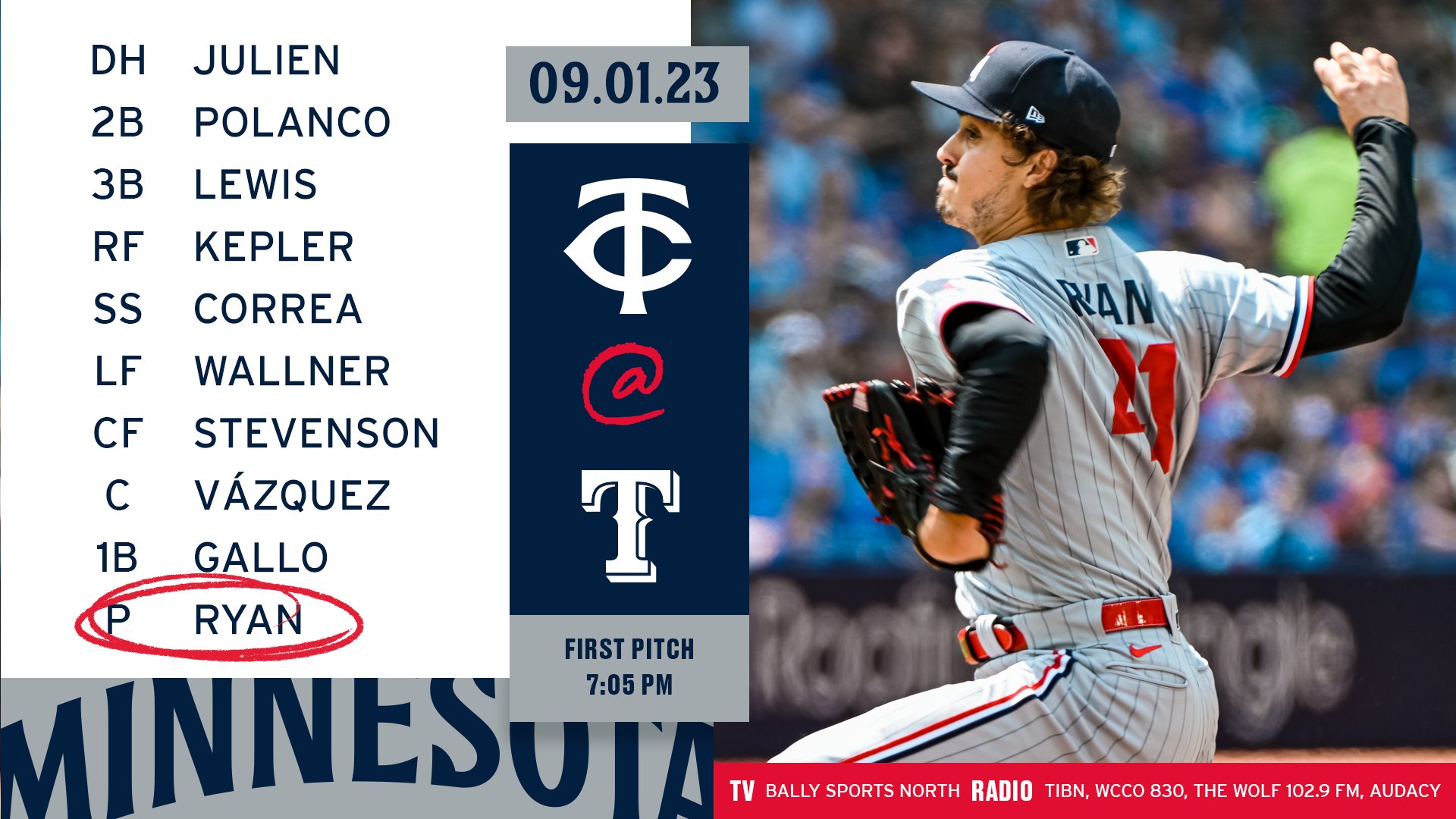 Minnesota Twins on X: Joe Ryan gets the ball tonight deep in the heart of  Texas. #MNTwins  / X