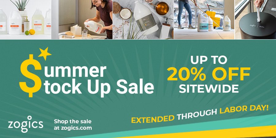 zogics's tweet photo. There's still time to save up to 20% sitewide! Our Summer Stock up Sale has been e x t e n d e d through Labor Day. Shop now: https://t.co/cheJUpVoIs https://t.co/CQnErLC85Y
