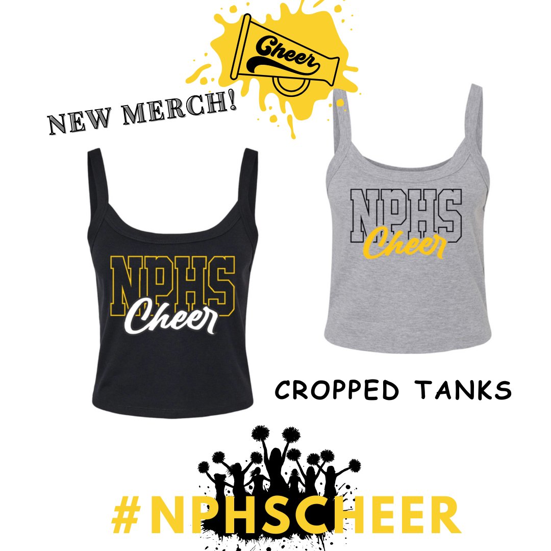 NPCheer's tweet photo. Cute Cropped Tanks!! NP Cheer Spirit Wear Store is open until Sunday, Sep 17! Check out all the new merch!! https://t.co/IQhcvtN7nm https://t.co/8XXQttJCOj