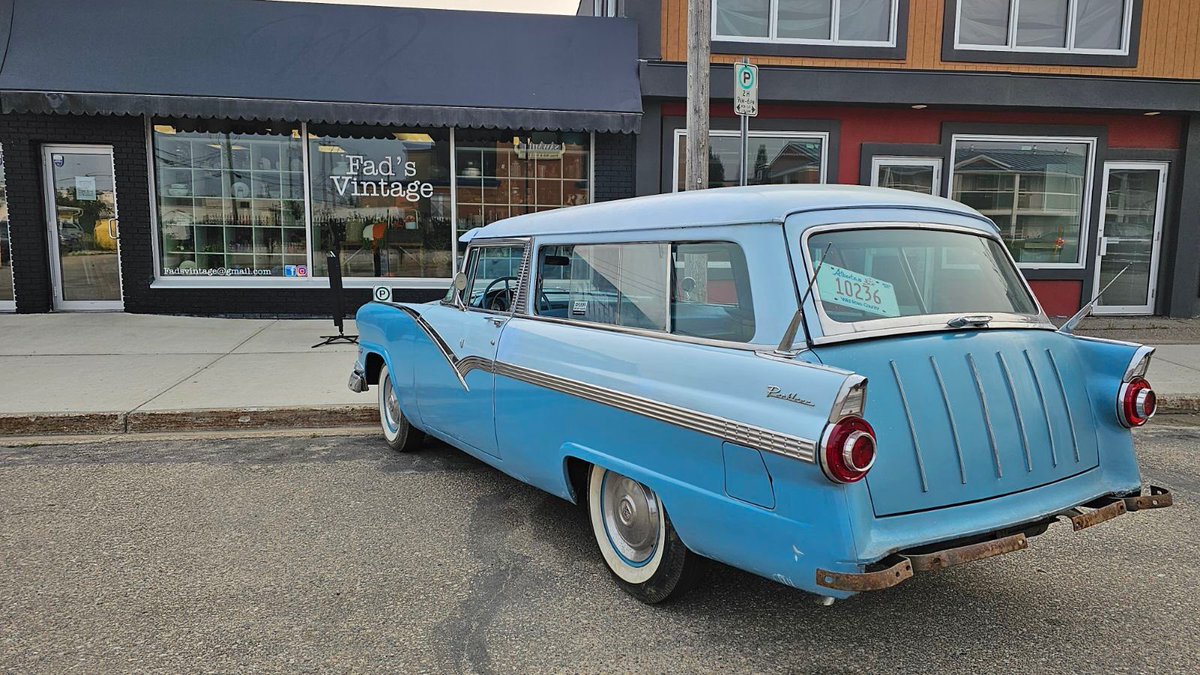 Brought the 1956 Parklane to work today. Think I should nickname it “Stinky”. #ford #parklane #fairlane #tbird #longroof