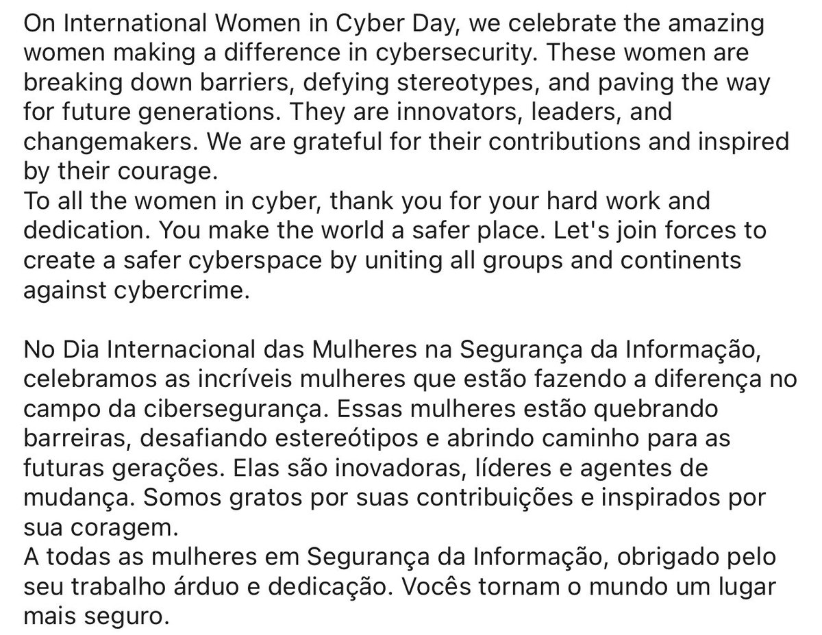 crisepifanio's tweet photo. #wcs2 #iwcd #iwcd2023 #womencyberleaders #laic #womcy #wisp #wicys #tipthescale #womenintech #mulheresemti #mulheresemtecnologia #inclusion #mulheresnatecnologia #techwoman #womenincloud #girlpower #tecnologia #mulheresemcloud #mulheresnanuvemg #
#womensupportingwomen https://t.co/OOA79MOFZa
