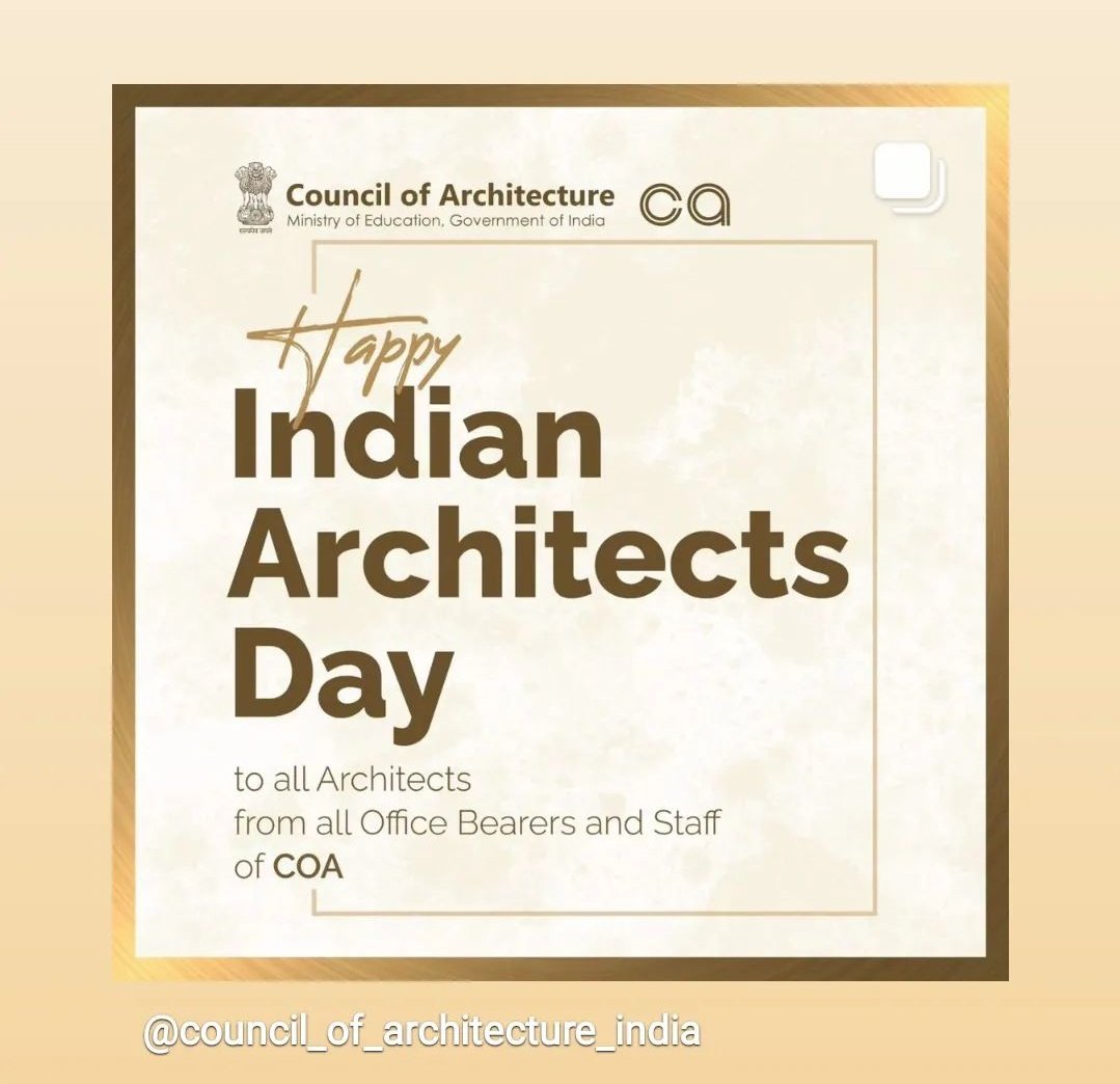 Happy Indian Architects Day 🎈
#Councilofarchitecture #IndianArchitects #Architects #WorldArchitecture #designer #design #Archdaily  #Architecture #architecture #design #interiordesign #art #architecturephotography #photography #travel #interior #architecturelovers #architect