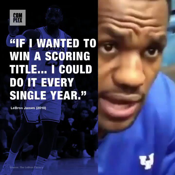 LBJsBest's tweet photo. LeBron once told us he could win a scoring title every year, if he wanted to play that way. https://t.co/9Ebd341tC2