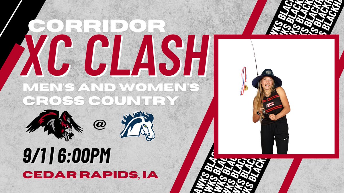 SCC_Blackhawks's tweet photo. 🏃Blackhawk Men's & Women's Cross Country🏃♀️
🗓️9/1
📍Cedar Rapids, IA
⏰6:00PM
🆚Corridor XC Clash
#SCCXC 🏃 https://t.co/gG9bMLeujd