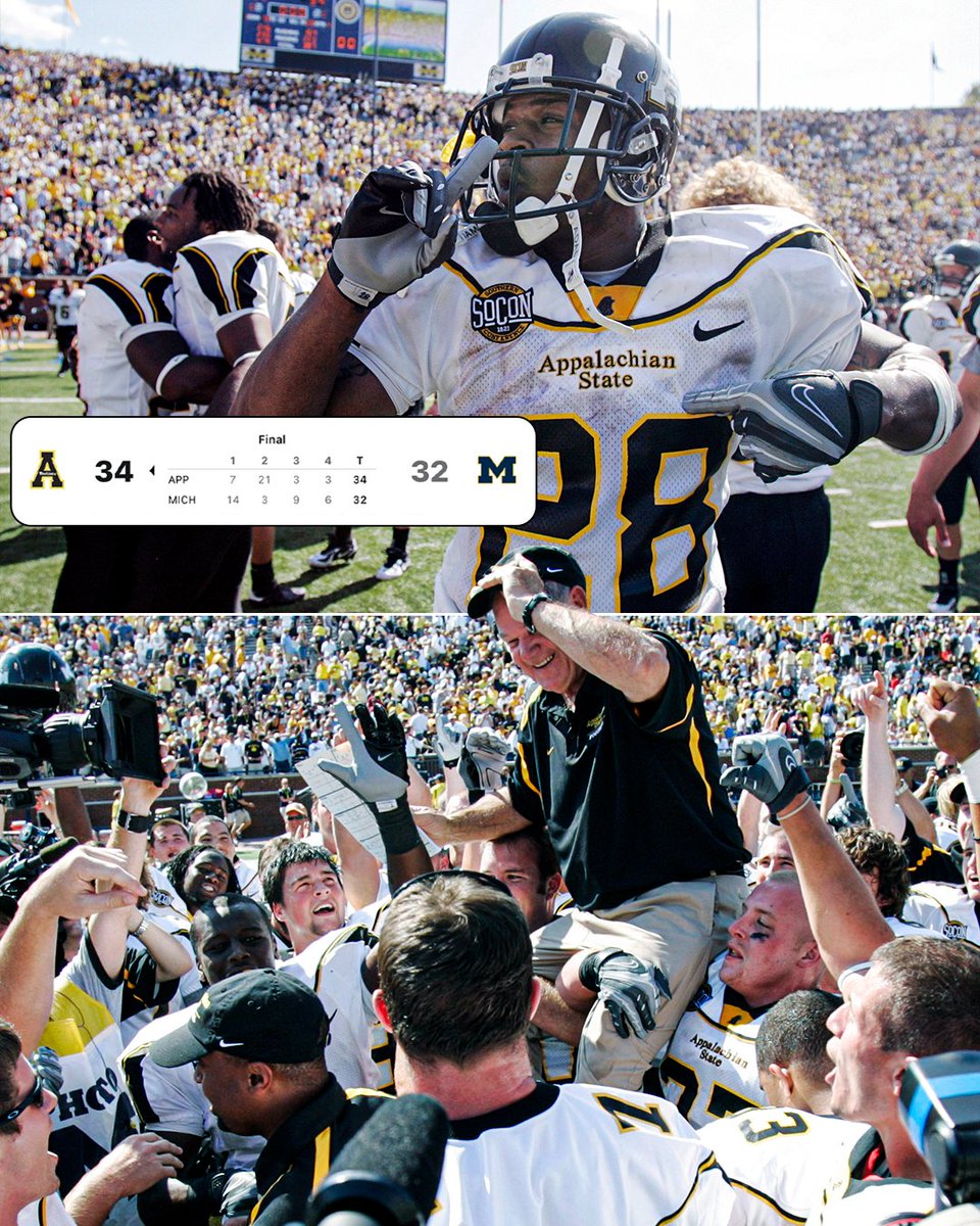 On this day in 2007, App State stunned No. 5 Michigan at the Big House for one of the biggest upsets in college football history 👏