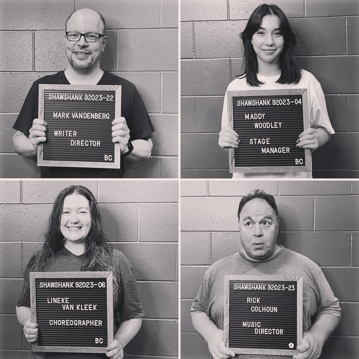 D13Presents's tweet photo. Introducing our Shawshank: The Musical Artistic Team!
📝Written & Directed by Mark Vandenberg
🎼Musical Direction by Rick Colhoun
💃🏻Choreography by Lineke Van Kleek
🎭Stage Management by Maddy Woodley
#shawshankredemption #movieparody @VancouverFringe #markvberg #johnnycash https://t.co/SKPaLYxBy3