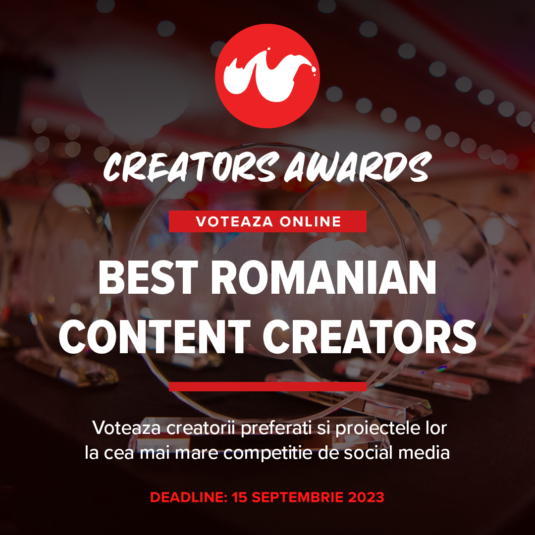 🏁 3, 2, 1, start vot la Webstock Creators Awards 2023! A sosit momentul sa iti sustii preferatii. Afla cine sunt creatorii de continut nominalizati in cele 10 categorii ale competitiei si ofera-le votul tau pana pe 15 septembrie! 👉 webstockawards.ro #webstockro