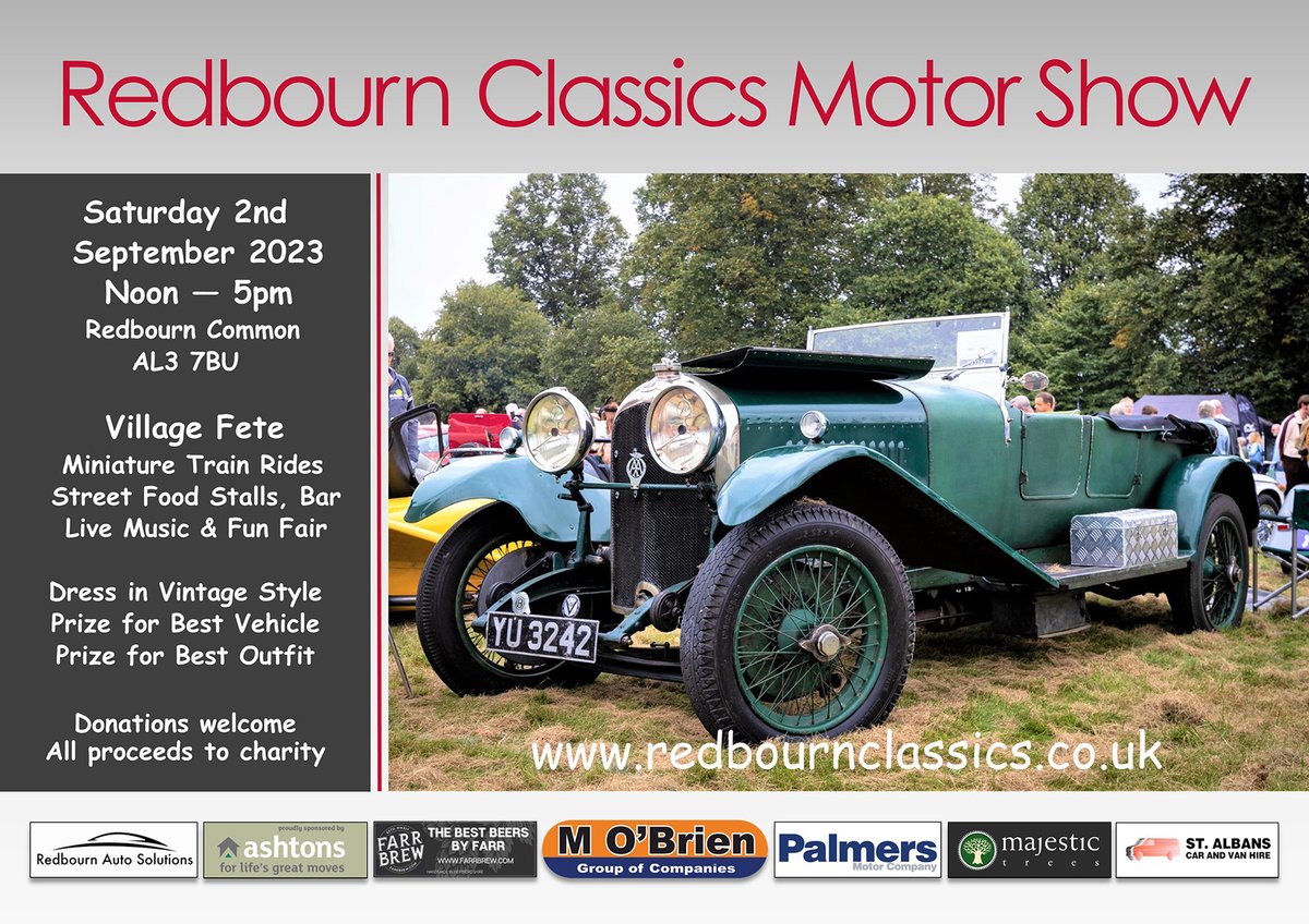 RedbournClassic's tweet photo. Looking forward to the show tomorrow . We have sold out of classic car tickets - so its entry for car ticket holders only 11.30am-1.30pm. If we have any spaces after 1.30, then we can let some more cars on.... Lots of spaces for motorbikes- pay on the day. https://t.co/J3DnKmrPHi