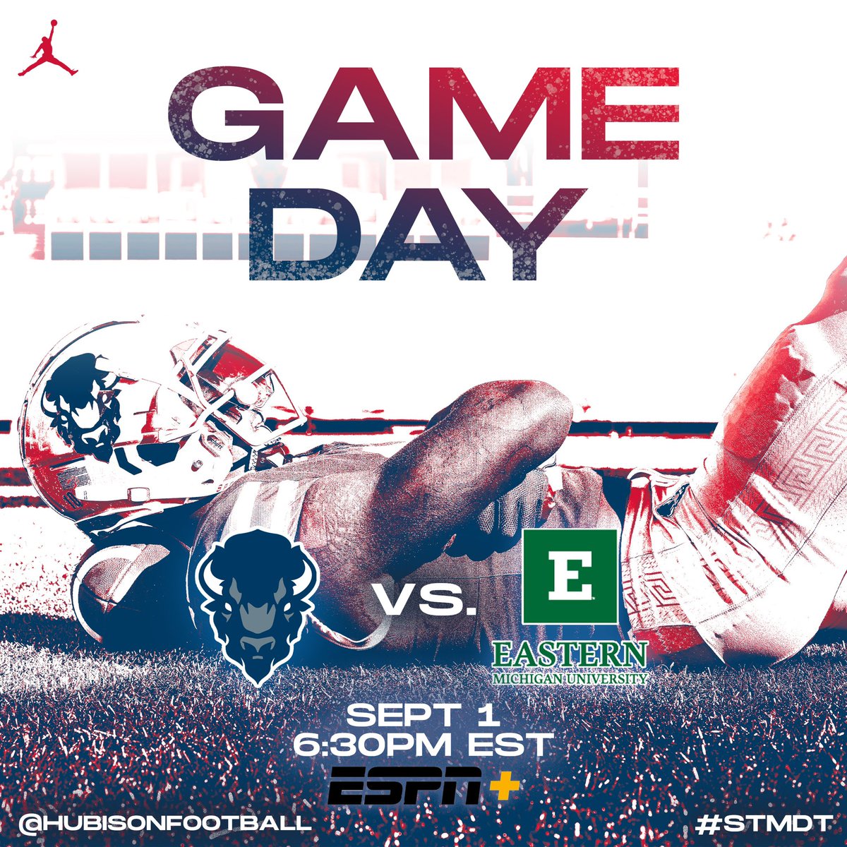 HUBISONFOOTBALL's tweet photo. Wake up it's GAME DAY‼️
🗓Sept 1 
⏰ 6:30pm EST 
🏟 Rynearson Stadium 
📍Ypsilanti, Michigan
 📺 ESPN+ Network 
#STMDT #CompetitiveExcellence #HUBisonFootball #GameDay https://t.co/LZI3deo0Ak