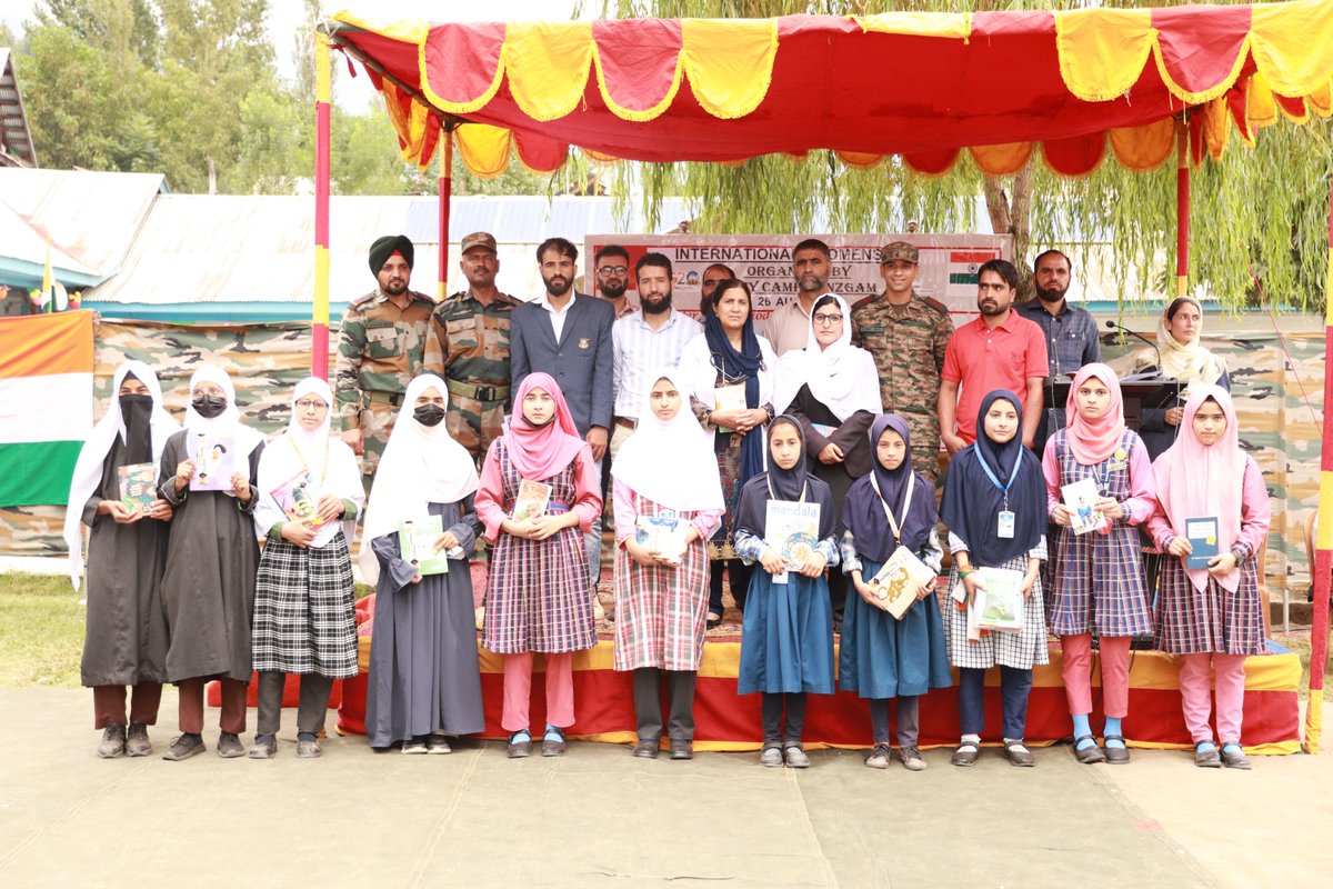 Striking1979's tweet photo. Celebrating Women’s Equality Day with enthusiasm at Panzgam Army Camp! Young talents showcased creativity and advocacy for women’s empowerment. Eminent women guests inspired and educated, reinforcing unity and equity. 🇮🇳🙌 #WomensEqualityDay #Empowerment #Unity #IndianArmy https://t.co/Mi4F8x1mud