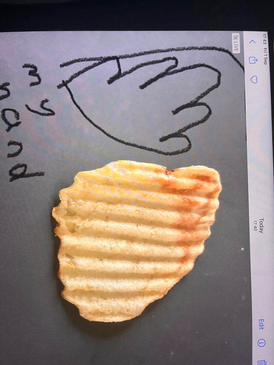 cliffmyatt's tweet photo. @GWR hi guinness, we found this big crisp and we think it is the biggest crisp ever. What do you reckon? PS its seabrooks sea salt https://t.co/TWZ0ij6liK
