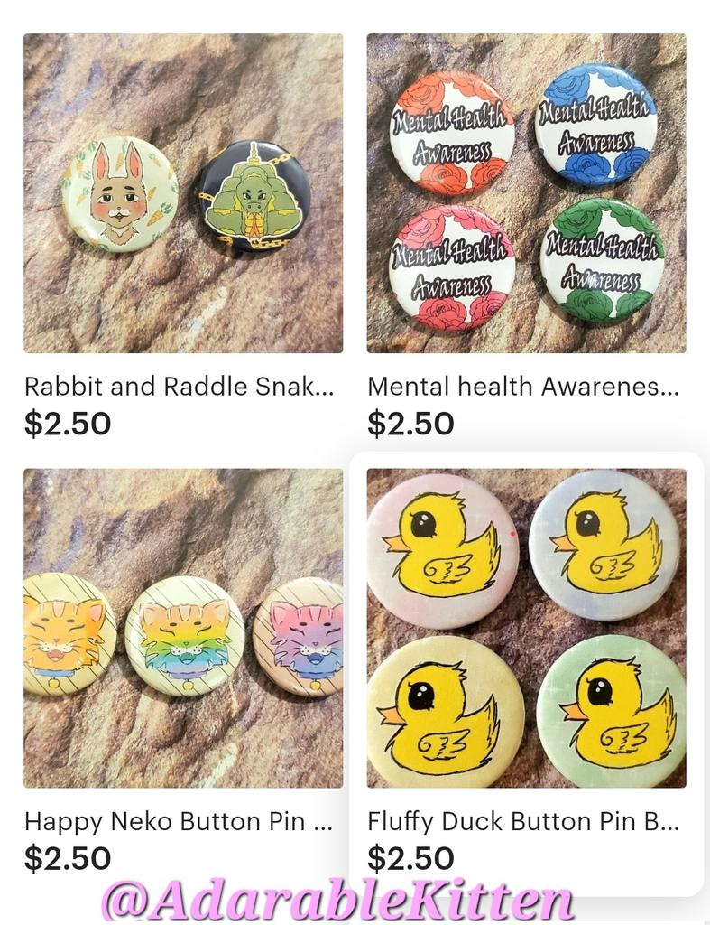 AdarableKitten's tweet photo. My Etsy store is now open for Buisiness!!! ❤❤🦋🦋🦋 currently have buttons for sale!! More to come soon!! https://t.co/YEGqEhhbHU 🦋
#Etsy #Merch #ArtistAllystore #Artist #PinButtons #Buttons #GrandOpening #Adarablekitten #Duckbuttons #Rabbit #Snake #Cat https://t.co/uaYtDWdVnp