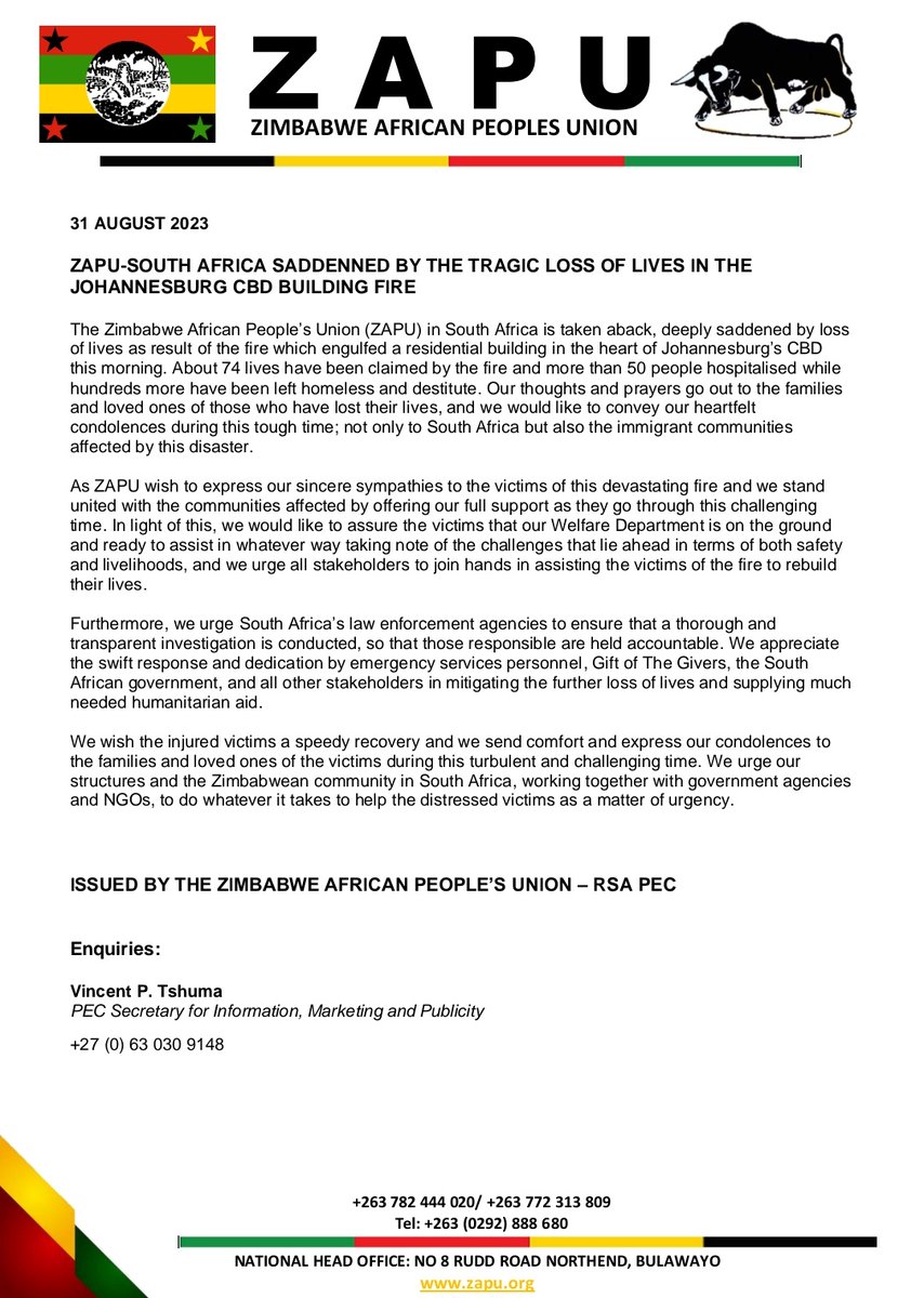 Zimbabwe African Peoples Union (ZAPU-RSA) 🇿🇼🇿🇦 tweet media