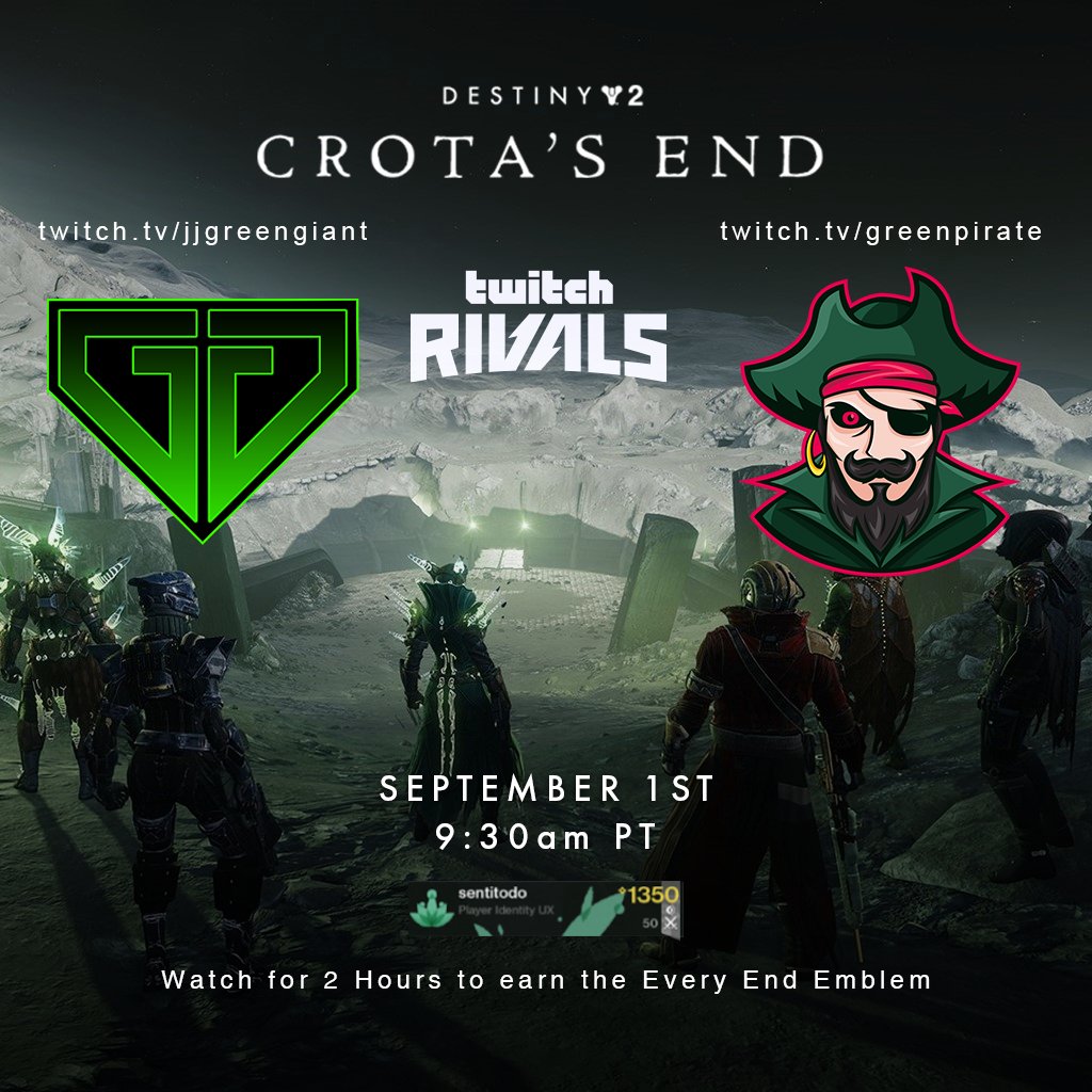 We're doing things!!!!

twitch.tv/jjgreengiant 

#ContestMode #Destiny2 #Day1