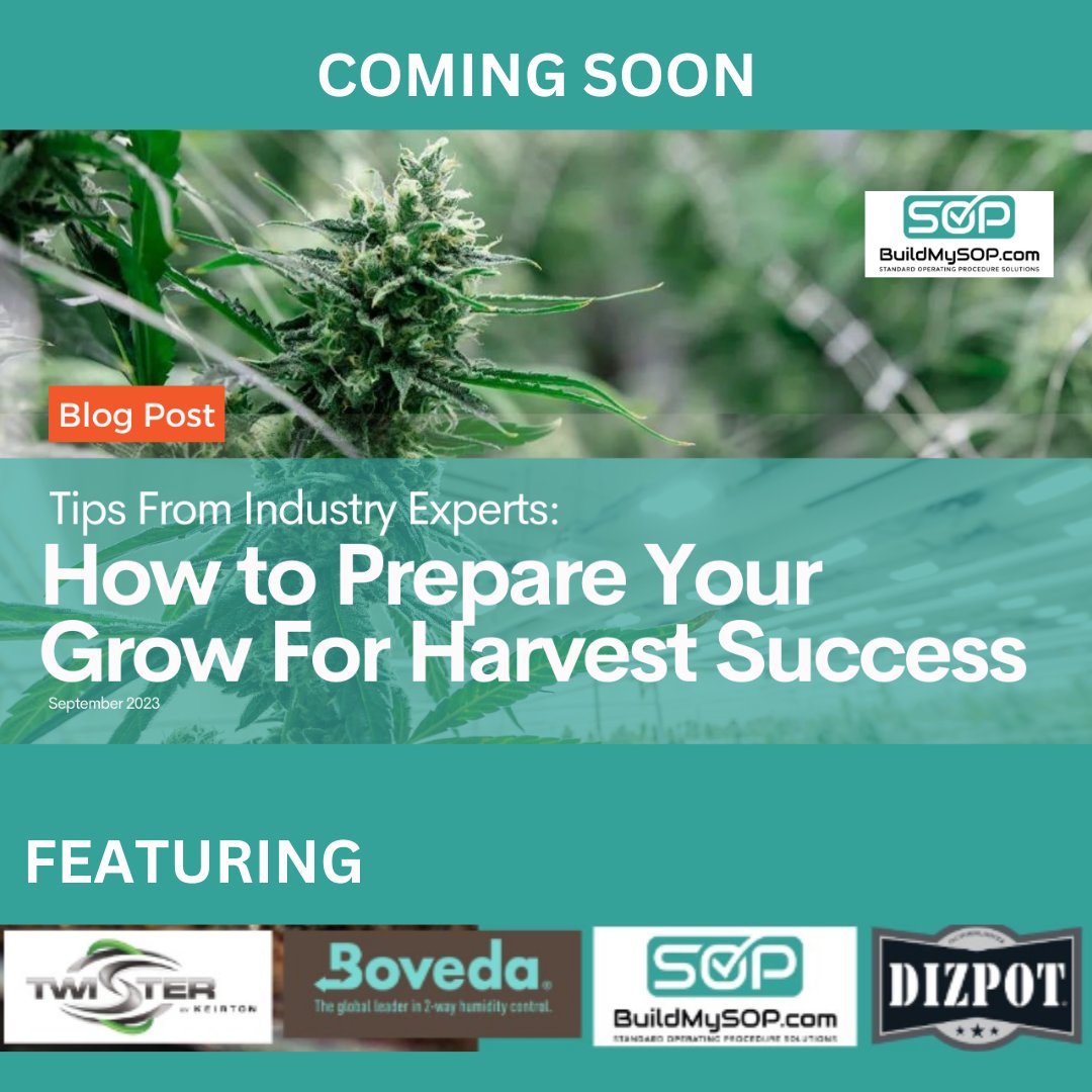 Exciting News!
 Our blog is sprouting soon to help you achieve the ultimate harvest success from an SOP perspective! Get ready, fellow cultivators, because we're about to drop the knowledge bomb. Featuring industry experts: Twister Trimming, Boveda, and DIZPOT
Stay tuned!