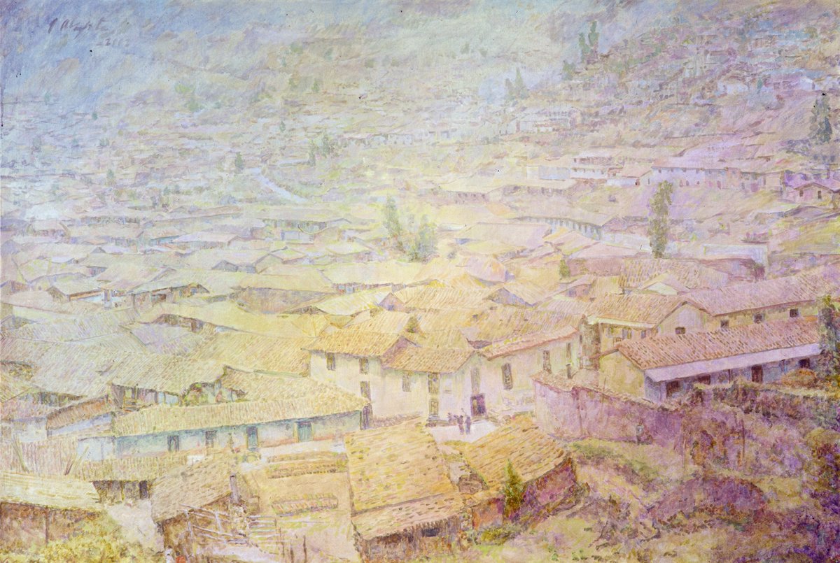 Techos en Cuzco  óleo sobre lienzo 1.20 * 1.80 1996 #rememberingAlzate #artist #painting
