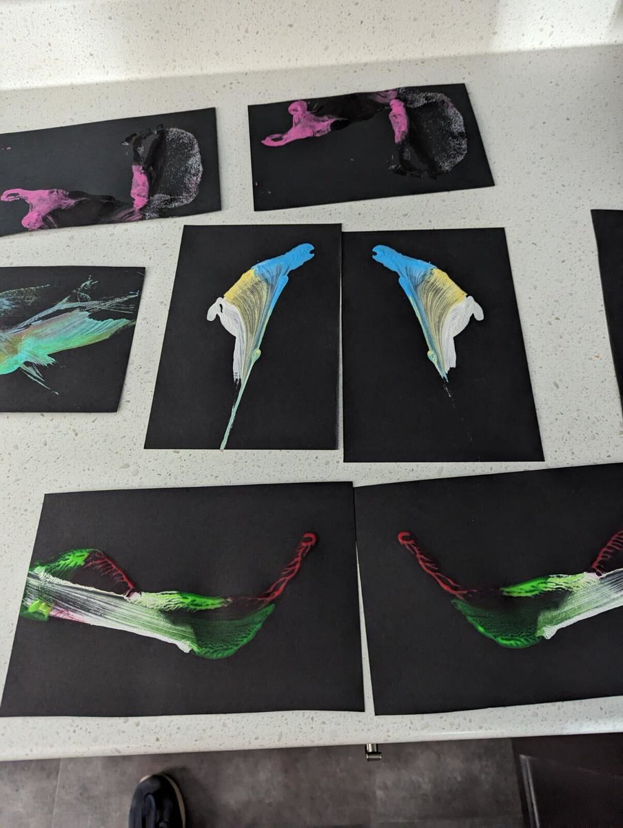 BIGSNBC's tweet photo. It's a bird! It's a plane! ..... NOPE! It's REALLY cool abstract string painting from our Connect: Arts and Crafts group. We're two weeks in now and it's so cool to see these kids' creativity flourish! 🧑🎨🖌️
#bigsnbc #biggertogether #mentoringmatters #artsandcrafts #cityofpg https://t.co/CFSjt9a7ti