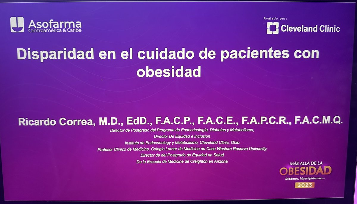 drricardocorrea's tweet photo. An honor to be presenting on #obesity and #disparities and #diabete in #latinx at the @ClevelandClinic and #asofarma Beyond obesity meeting in Cartagena 

@NHMAmd @ACPIMPhysicians @AmericaDoctors @AmerMedicalAssn @TheAACE @TheEndoSociety @endo https://t.co/pkJdxHVGfv