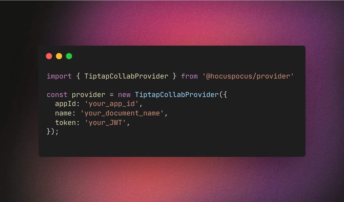 tiptap_editor's tweet photo. Add real-time collaboration to your Tiptap editor. All you need to start is a free Tiptap account and a few lines of code, and it works right out of the box.
Create your free account: https://t.co/Ahf47Vs4C0
Read the documentation: https://t.co/g6FTokOgri https://t.co/qDiwODvixw
