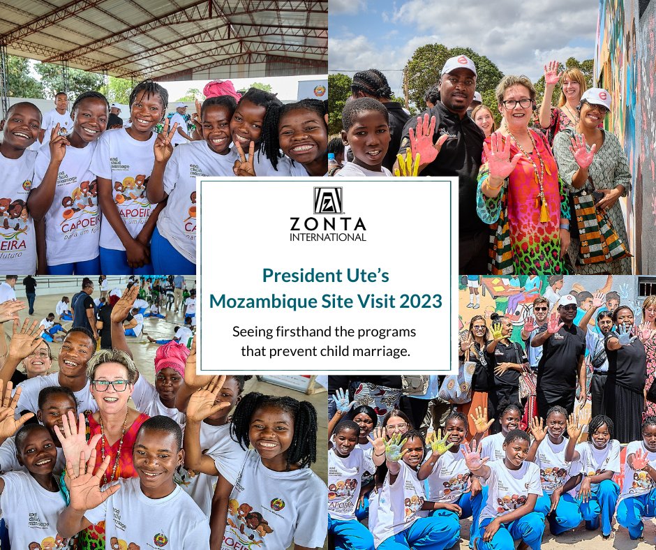 ZontaIntl's tweet photo. President Ute is in Mozambique with @GPChildMarriage where 48% of girls are married before 18 and 14% are married before 15. Help Zonta International #endchildmarriage and support programs like the ones in Mozambique at https://t.co/nN0SVIoO25. https://t.co/OlZWEDqEDK