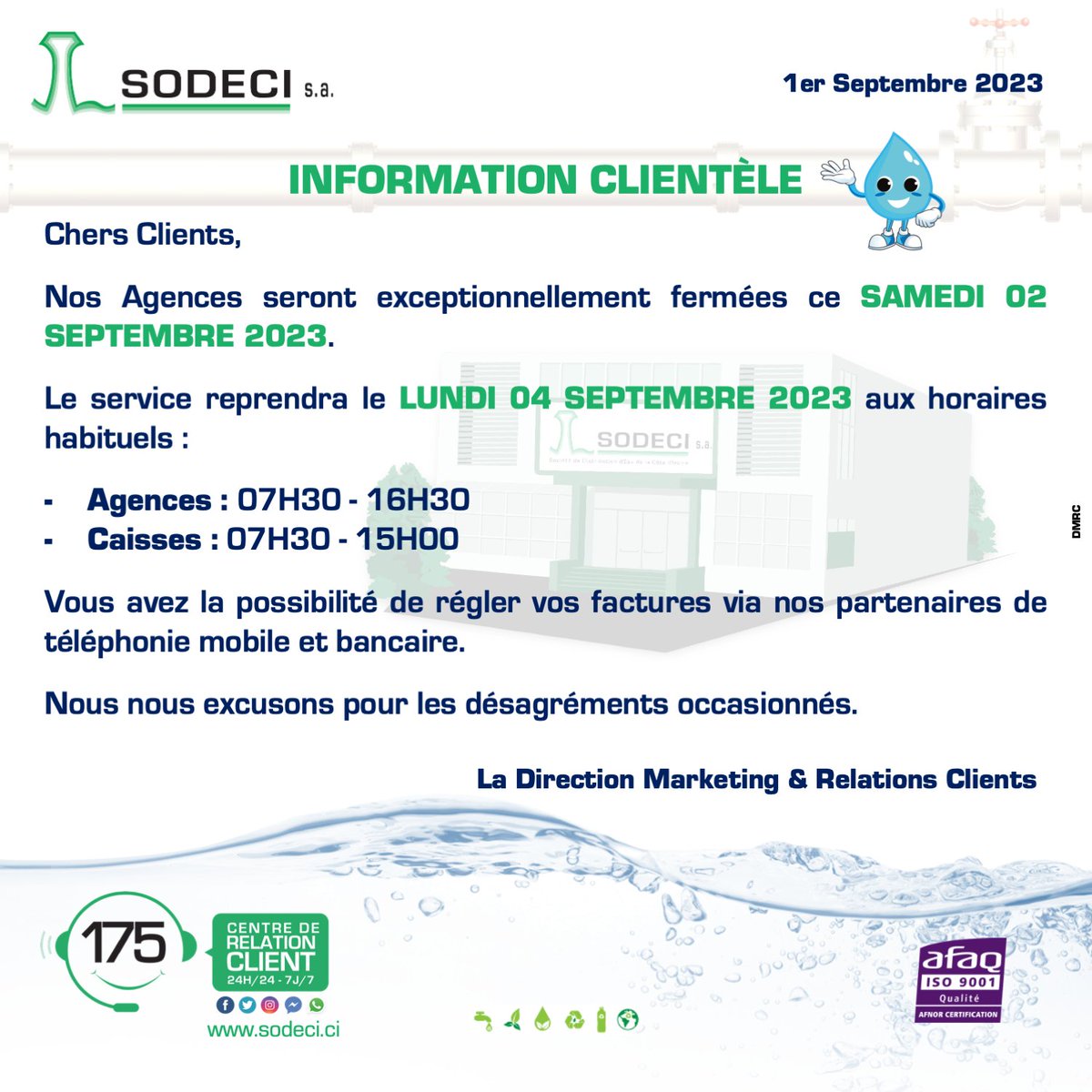 SODECIofficiel's tweet photo. #Communiqué
#SODECItoujoursplusprochedevous https://t.co/v1Y8h9pTYo