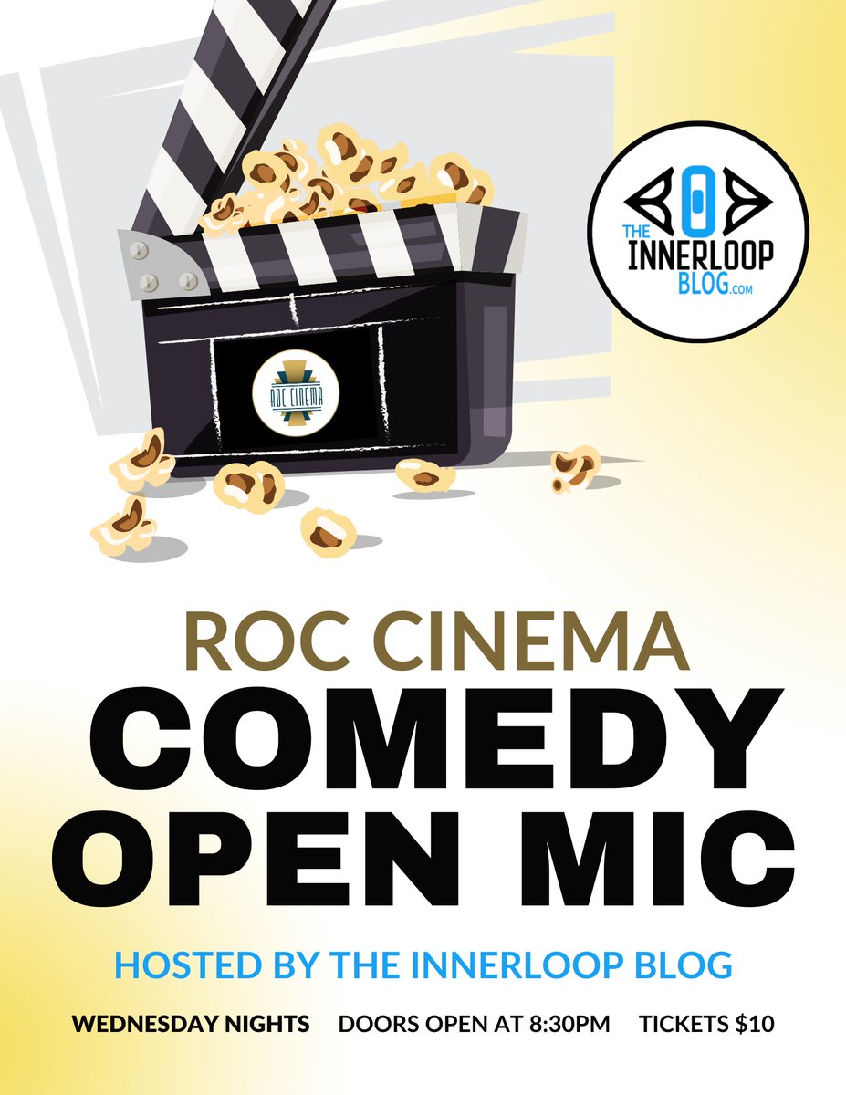 roc_cinema's tweet photo. 🤣🎤 We will now hold Comedy Open Mic Night on WEDNESDAY NIGHTS starting next week! Hosted by the Innerloop Blog, in-person sign-up starts at 8:30pm and the show starts at 8:45pm.

👥 OPEN TO THE PUBLIC &amp; FREE ADMISSION TO ALL

#comedyshow #rocny #eatlocal https://t.co/WyGcuqIzVp