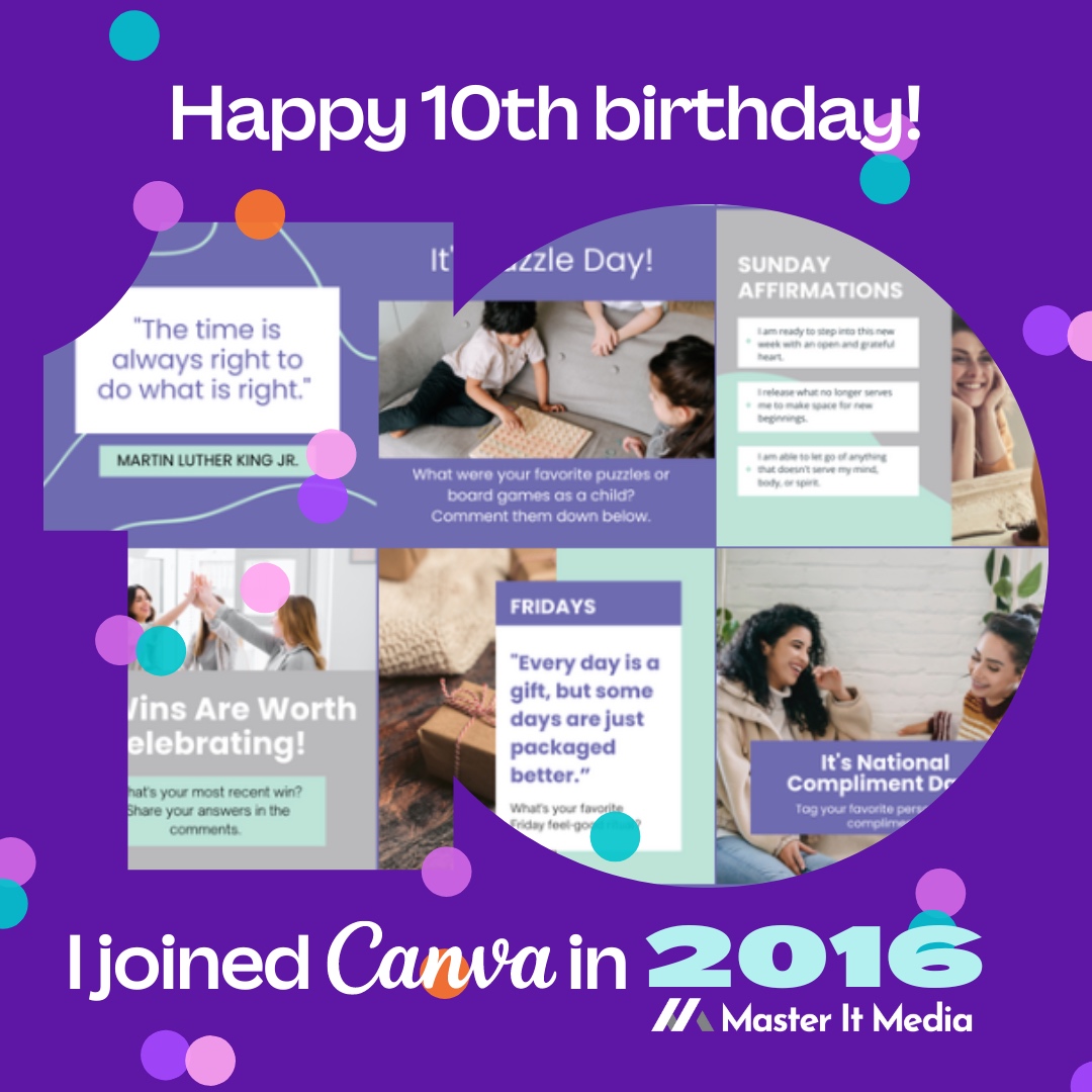 MasterItMedia's tweet image. Cheers to a decade of creativity with Canva! 🎉✨ 

Can't believe it's been 7 amazing years since I jumped on this design journey in 2016. From graphics to animated wonders, here's to countless creations and endless inspiration! 
💜
🤩
👩‍💻
#MasterItMedia #CanvaTurns10