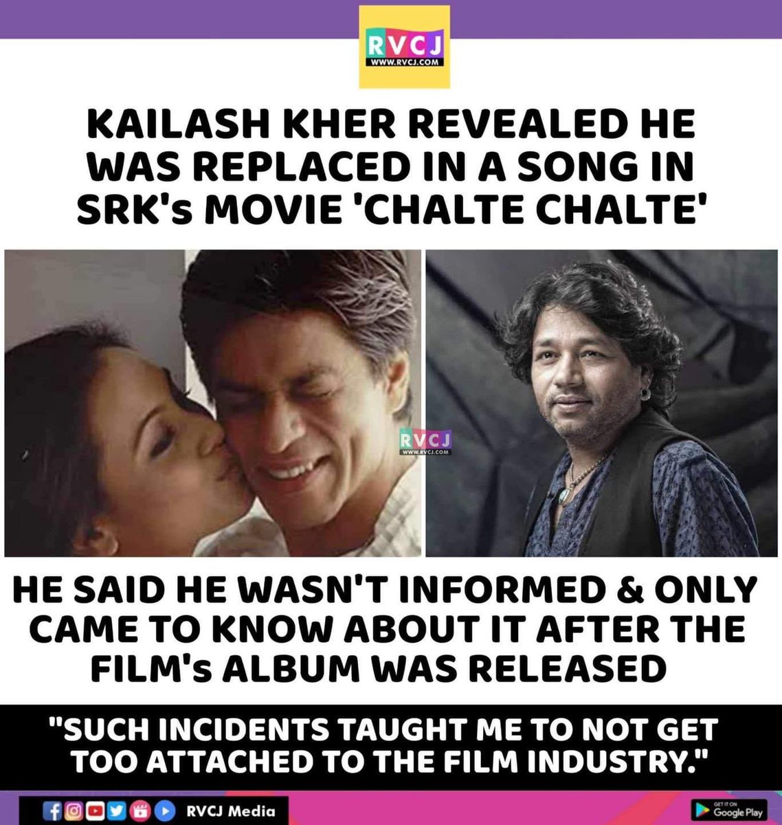 Kailash Kher Reveals..
#chaltechalte #kailashkher #srk #bollywood #rvcjmovies