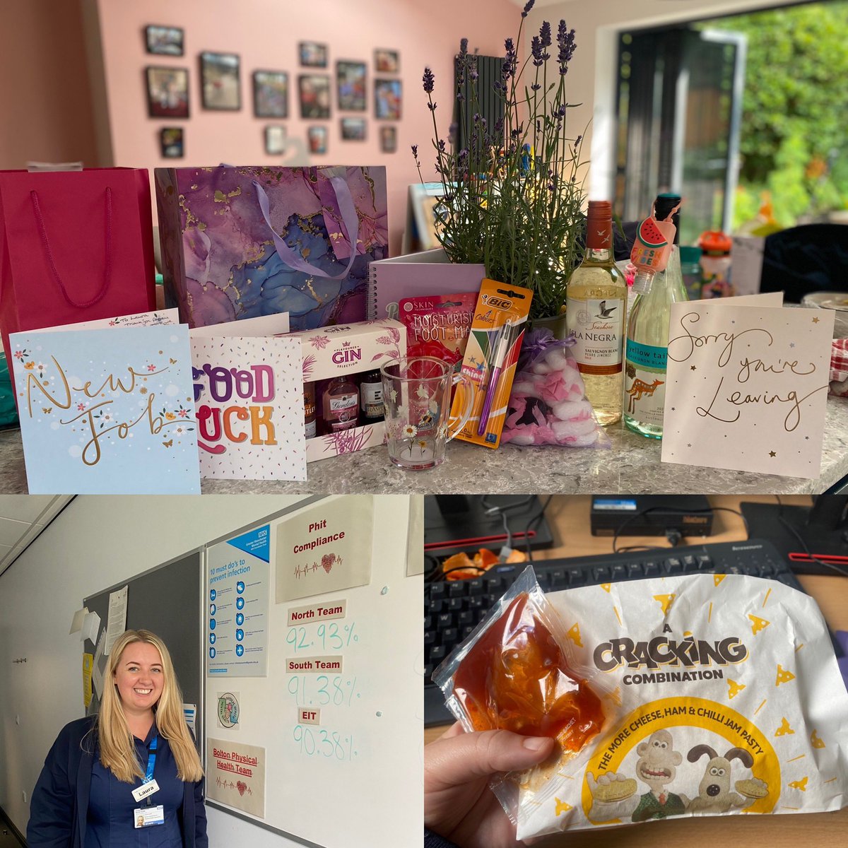 Last day with Boltons Physical health team complete with lots of lovely gifts, well wishes and a carrs pastie! Thanks for everything team!