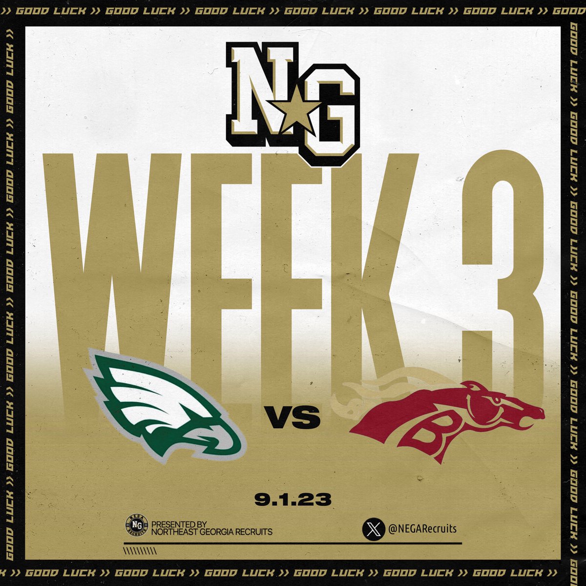 ⭐️ GAMEDAY! ⭐️
🗓️ Friday, 09/01/23
🏈 Eagles 🆚 Broncos
📍 Snellville, GA

#NEGARecruits