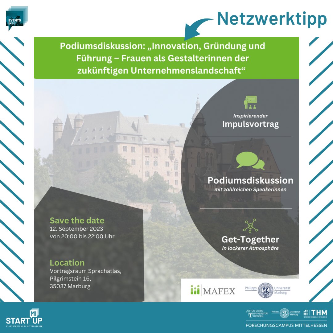 _StartMiUp's tweet photo. #Podiumsdiskussion „Innovation, Gründung und Führung – Frauen als Gestalterinnen der zukünftigen Unternehmenslandschaft“ 

#mafex #marburg #mittelhessen #fcmh_startmiup #EventsInMi

@_FCMH @Uni_MR @jlugiessen @THMittelhessen @mittelhessen @BMWK @HMWK_Hessen @mpi_marburg https://t.co/nfTIFzXC8g