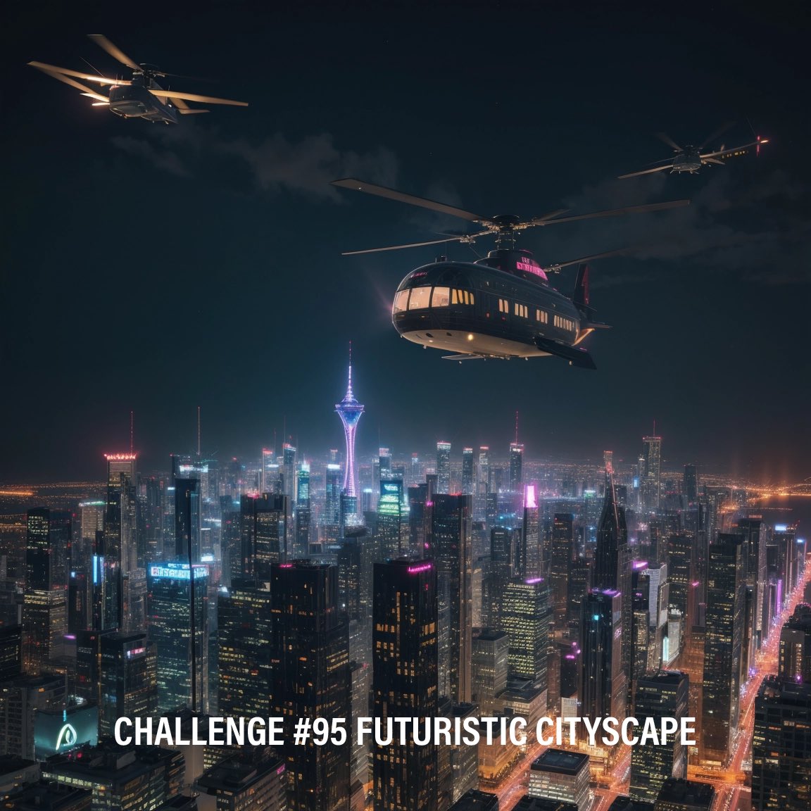 The_DailyAi's tweet photo. PROMPT CHALLENGE #95 : FUTURISTIC CITYSCAPE 

Feel free to unleash your creativity and interpret the phrase using any A.I. platform . 

Show us your imaginative creations.

-HAVE FUN.
-I'll retweet my favourite entries.
-Don't forget to show your appreciation by liking your favorite submissions.