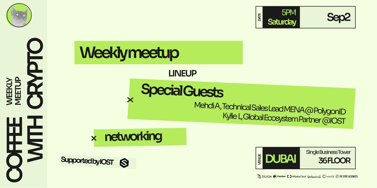 coffeecryptodxb's tweet photo. What's the best way to spend Saturday evening in Dubai? 🤔

To come to the Coffee With Crypto meetup!

Why? Well, only there, in one place, you'll meet with folks from @alibaba_cloud @unbundl_io @IOST_Official @0xPolygonLabs @ChainIDE and other amazing projects. https://t.co/pB0TmeXTRj