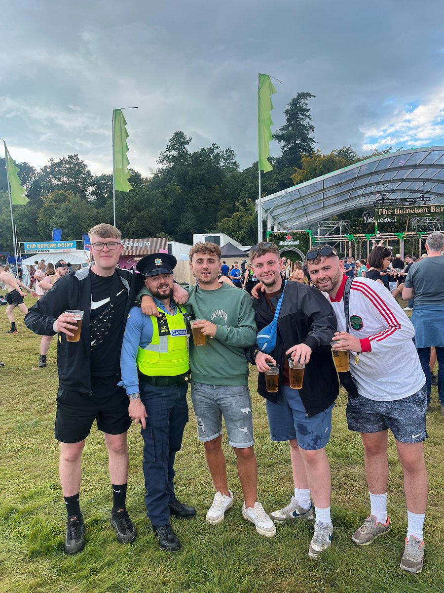 gardainfo's tweet photo. Garda Tommy Scanlon clocked on at 5pm and will work through to 5am - his colleague Garda Trainee, Stephanie Cooney is on duty since 1pm at her first @EPfestival. 

The lads are from Cork and only getting going but they’ve promised us they’ll look out for one another. 

#EP23 https://t.co/LmjmyAz77F