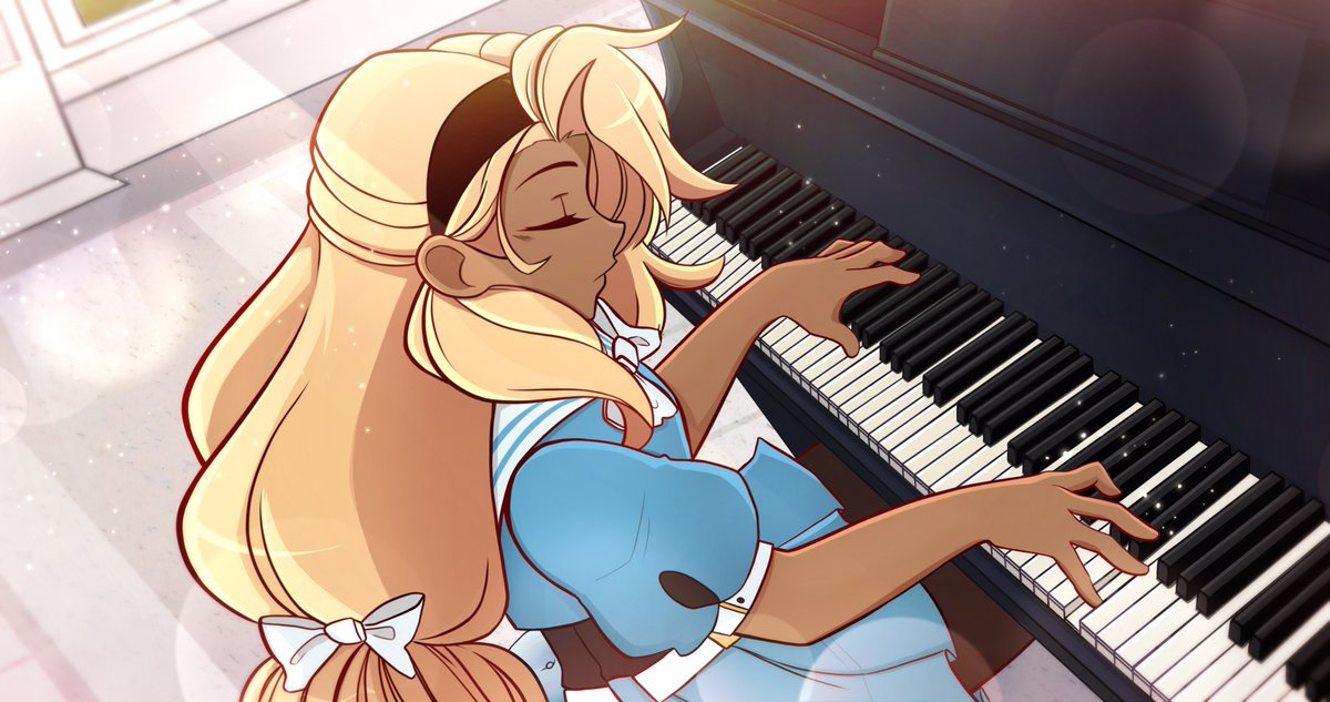 In honor of #NationalPianoMonth we wanted to kick off the celebration by sharing one of our beloved CGs from our yuri music game, Love's Crescendo, coming soon 🌈🎹

Cadence is a goddess when it comes to playing the piano. 😌