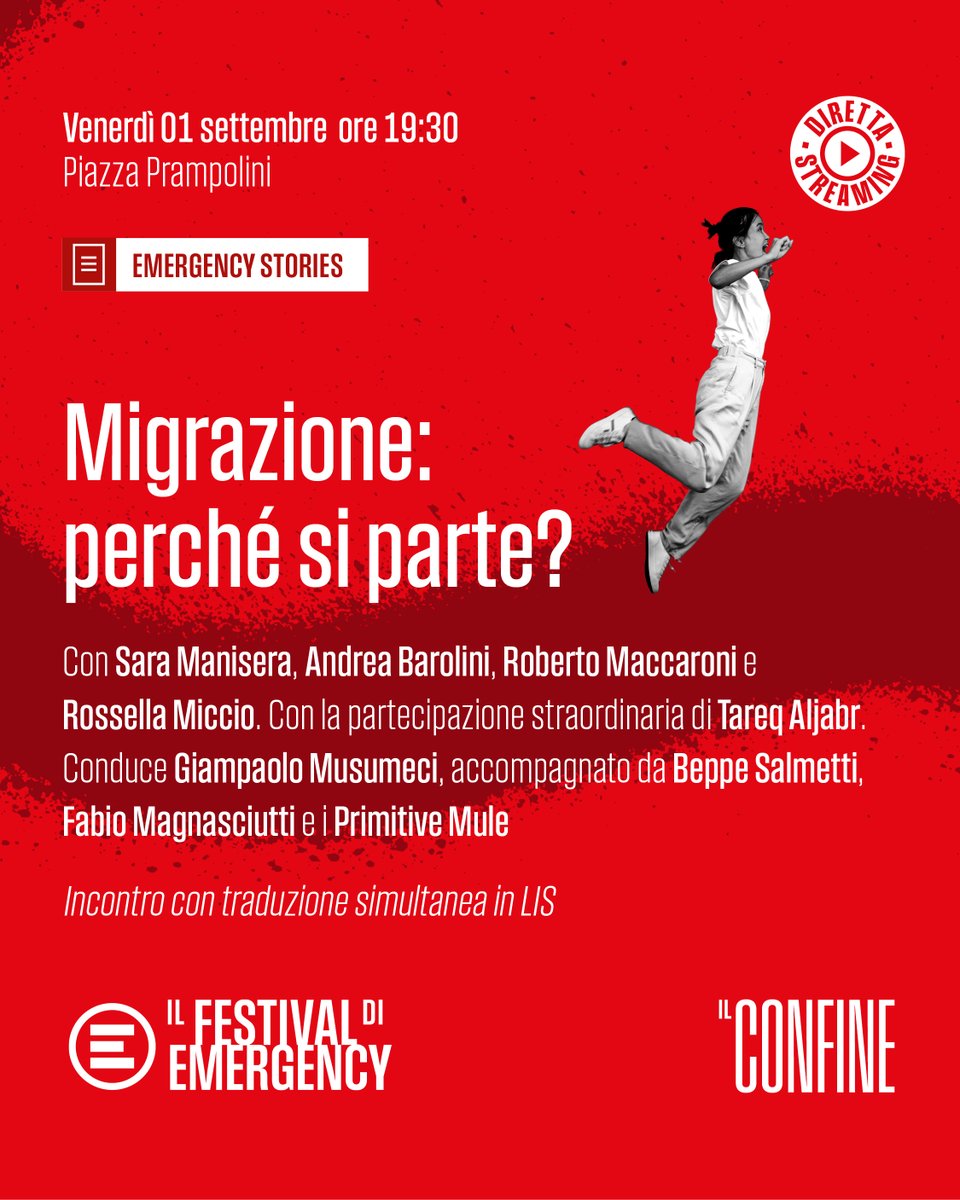 emergency_ong's tweet photo. “Migrazione: perché si parte?” è il tema della prima #EMERGENCYStories. Con @SaraManisera, @andreabarolini, #TareqAljabr, #RobertoMaccaroni, @rossmiccio, #BeppeSalmetti, @magnasciuttif e la musica dei #PrimitiveMule. Conduce @giampaz
Anche in STREAMING 👇https://t.co/JSPxGfUrO9 https://t.co/Am37mdrobt