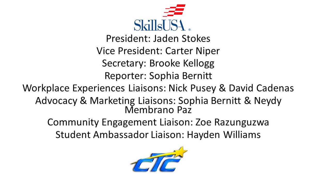 CTC Principal (@ctcprincipal) on Twitter photo Congratulations to our CTC SkillsUSA Officer Team for 2023-24! <a href="/FrederickCTC/">FCPS_CareerTech</a> <a href="/SkillsUSA_CTC/">SkillsUSA_CTC</a> <a href="/SkillsMd/">SkillsUSA Maryland</a> <a href="/SkillsMaryland/">SkillsUSAMaryland</a> <a href="/EnglishCTC/">CTC English12</a> <a href="/Landscape_CTC/">Landscape_CTC</a> <a href="/ddpmctc/">DDPMCTC</a> <a href="/ChefLiddick/">Margie Liddick</a> <a href="/autotechctc/">Mr. Hicks</a> <a href="/CTCBiomed/">CTC Biomed</a> Congratulations to our CTC SkillsUSA Officer Team for 2023-24! <a href="/FrederickCTC/">FCPS_CareerTech</a> <a href="/SkillsUSA_CTC/">SkillsUSA_CTC</a> <a href="/SkillsMd/">SkillsUSA Maryland</a> <a href="/SkillsMaryland/">SkillsUSAMaryland</a> <a href="/EnglishCTC/">CTC English12</a> <a href="/Landscape_CTC/">Landscape_CTC</a> <a href="/ddpmctc/">DDPMCTC</a> <a href="/ChefLiddick/">Margie Liddick</a> <a href="/autotechctc/">Mr. Hicks</a> <a href="/CTCBiomed/">CTC Biomed</a>